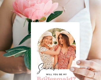 Personalised Photo Will You be My Bridesmaid Proposal Card, Will You Be My Maid of Honor, Bridesmaid Gift, Wedding Card, bridesmaid card