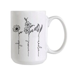 Custom Birth Month Birth Flower Mug, Plant Mom Mug,Mother&#39;s Day Gift, Custom Mom Mug, Mothers Day Mug, Grandma&#39;s Garden Gift, Floral Mug