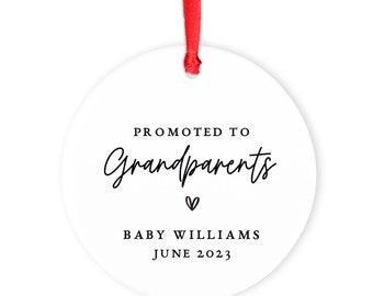 Personalised Promoted to Grandparents Bauble Christmas Ornament, Pregnancy Announcement New Baby Announcement Grandma Grandpa Gift Keepsake