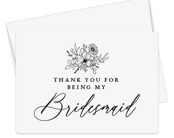 Thank You For Being My Bridesmaid Card, Thank you Cards, Custom Bridesmaid Card, Thank you Maid Of Honor Card, Wedding Card, Bridesmaid box