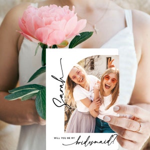 Foto personalizada ¿Serás mi tarjeta de propuesta de dama de honor, serás mi dama de honor, regalo de dama de honor, tarjeta de boda, tarjeta de dama de honor?