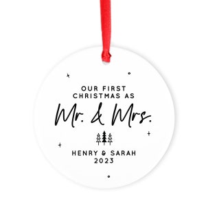 Personalized Mr and Mrs Christmas Ornament Our First Christmas Ornament Wedding Gift Couples Ornament Newlywed Gift Married Christmas Gift