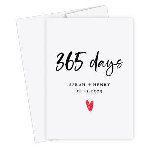 Gepersonaliseerde eerste verjaardagskaart voor hem, voor vriend, vriendin, vrouw, verloofde, 1-jarig jubileumcadeau voor man, trouwkaart