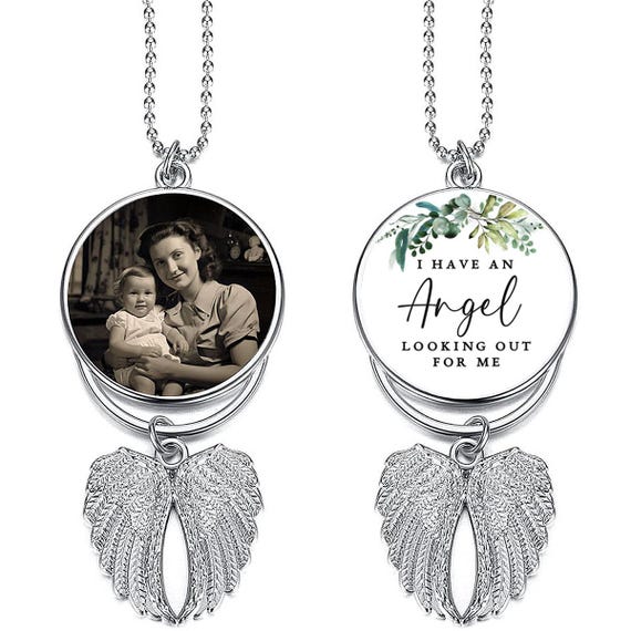 Photo Memorial Rearview Mirror Memorial Car Charm, In Loving Memory Charm, Hanging Memorial for Rear View Mirror Charm, Custom Picture Charm