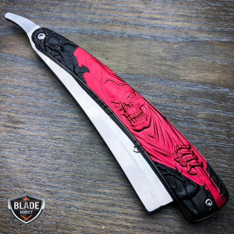 GRIM REAPER Straight Blade Razor Barber Folding Pocket Knife Etsy