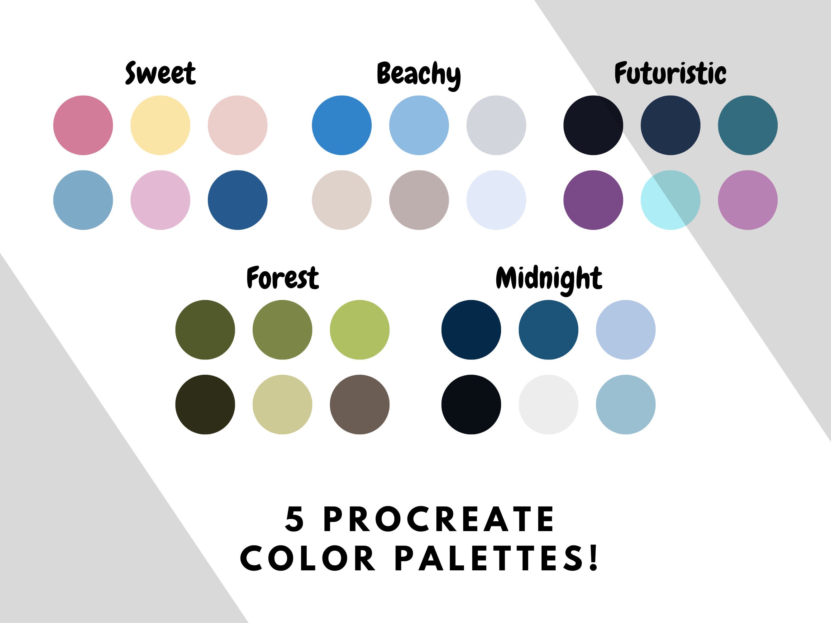 5 Fun Procreate Color Palettes Procreate Palette Bundle Etsy