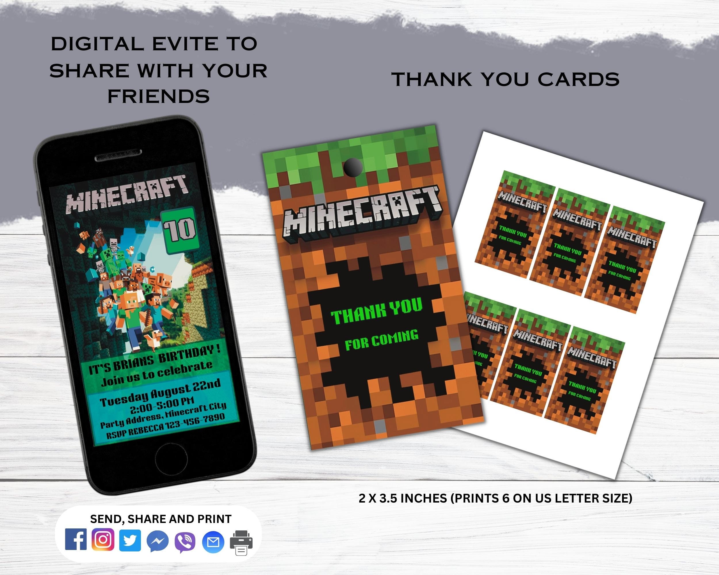 Minecrafter Birthday Invitation Template, Animated Evite, Minecraft