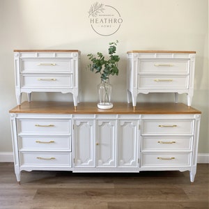 white and gold dresser and nightstand set ModRest Nixa Fluted panel design to create texture and enhance modern style Elevate your bedroom with