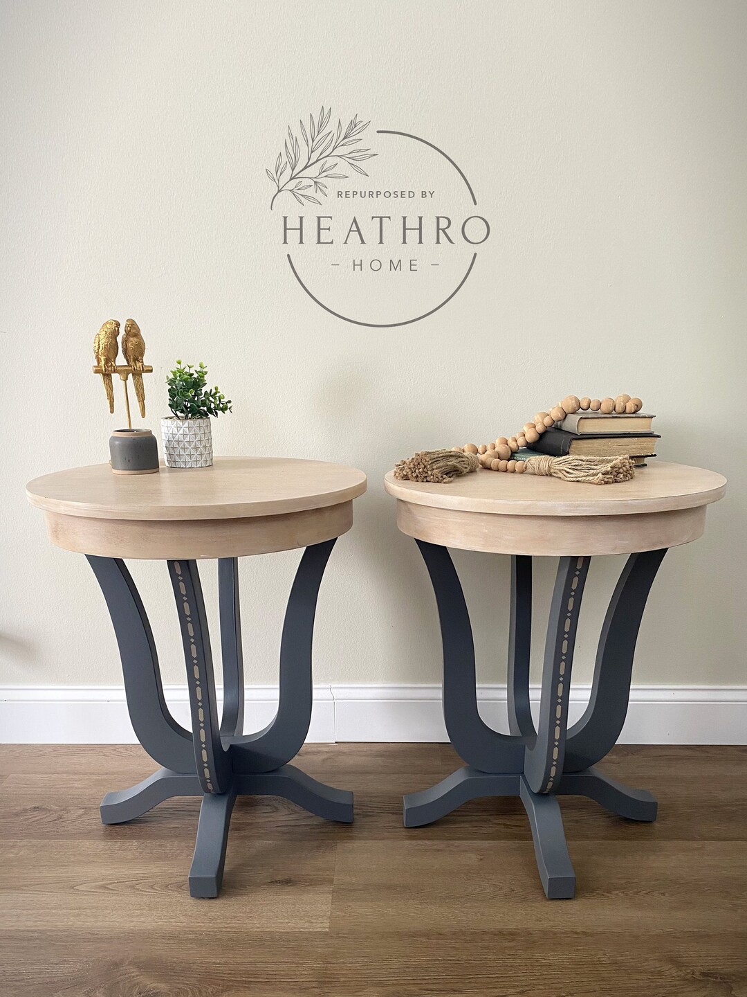 SOLD Coastal Round End Tables - Etsy