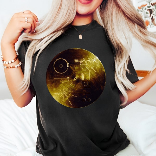 Voyager 1 The Golden Record Tshirt, Gold Plate For Nasa Voyager Message Shirt, Interstellar Travel In Time, Gift For Anstronomy Geeks