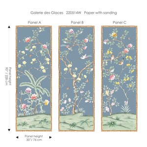 GALERIE DES GLACES/不織布紙に印刷されたフレームなしの壁アート 3 点セット/アートプリント/シノワズリーパネル/鳥と花
