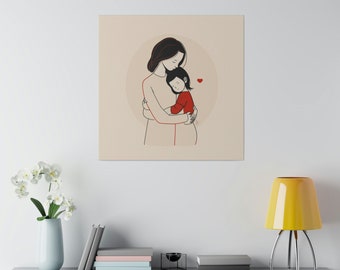 Regalo de cumpleaños de mamá / Lienzo de nueva mamá / Arte de pared personalizado para mamá de hija / Regalo de mamá y yo / Regalo para mamá / Retrato familiar