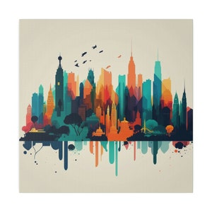 New York Skyline Print / Manhattan Wall Print / New York Wall Art / New York Map Print Poster Canvas / Nyc Cityscape Canvas