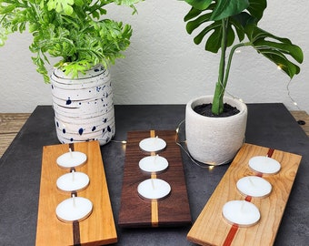 Wooden tea light candle holder candle holder tea light candle holder walnut tea light candle holder