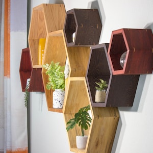 Hexagon floating shelves Honeycomb Shelves Geometric Shelves wooden shelves wooden floating shelves wooden hexagon shelves premium wooden