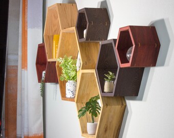 Hexagon floating shelves Honeycomb Shelves Geometric Shelves wooden shelves wooden floating shelves wooden hexagon shelves premium wooden