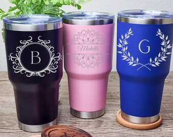 Tumbler metal tumbler personalized metal tumbler laser engraved tumbler 30oz metal tumbler seafoam tumbler