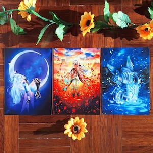 Impresión de arte Honkai Star Rail A5: Jingliu, Feixiao y Firefly
