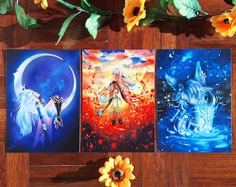 A5 Art Print of Honkai Star Rail Characters Jingliu and Feixiao from Xianzhou Luofu and Firefly from Penacony