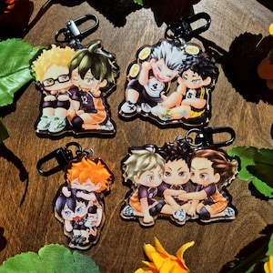 Haikyuu Epoxy Keychains Hinata x Kageyama, Tsukishima x Yamaguchi, Daichi x Sugawara x Asahi and Bokuto x Akaashi