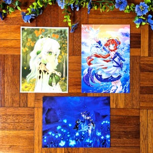 Genshin Impact Sumeru-fanart A5-kunstafdrukken Layla, Nilou en Nahida / Dendro Archon