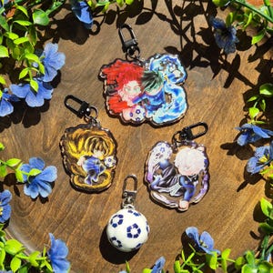 Blue Lock Itoshi Sae and Rin, Nagi and Bachira Epoxy Keychains and Handmade Blue Lock Football