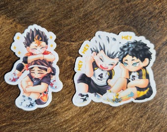 Haikyuu Waterproof Stickers and Sticker Sheet Duos Nishinoya x Asahi, Bokuto x Akaashi, Miya Brothers, Ushijima x Tendou and Hinata x Kenma