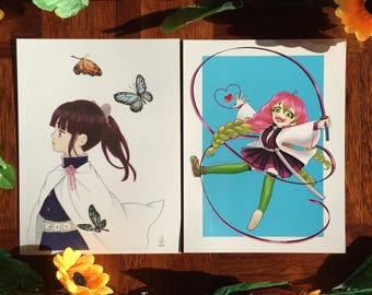 Demon Slayer Mitsuri and Kanao Tsuyuri Love Hashira Art Print A5 Size