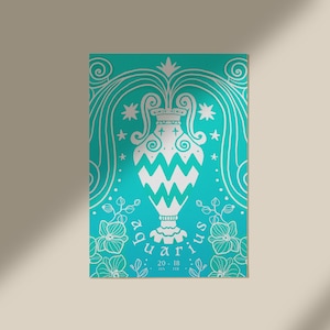 Aquarius Zodiac Print | Aquarius Poster | Astrology Wall Art | Aquarius Gift
