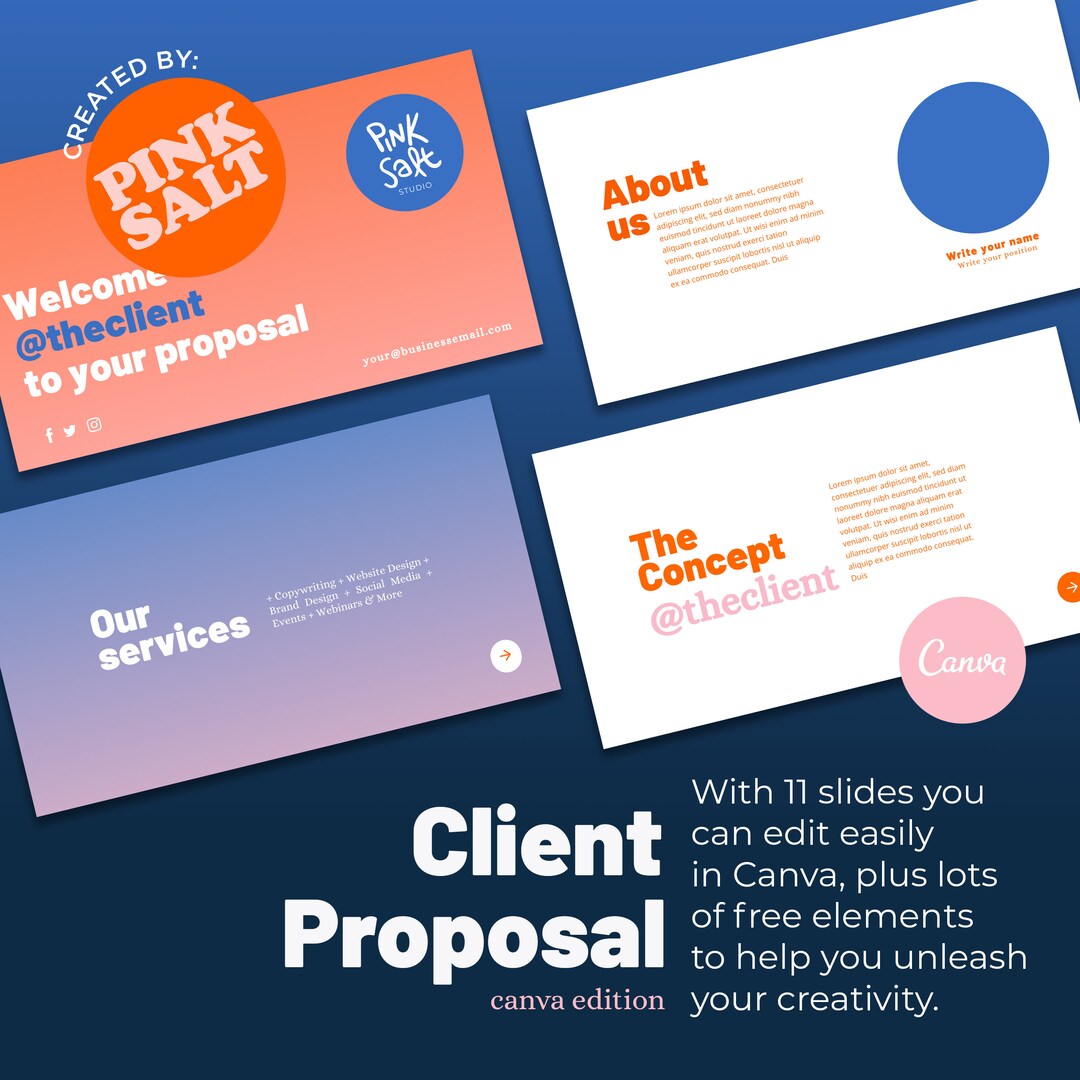 Client Proposal Slide Deck | Editable Canva Template - Etsy