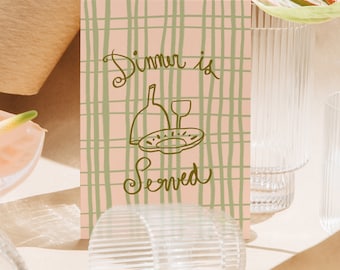 Hand-Drawn Birthday Dinner Menu Template | Editable Canva Printable | Shabbat Dinner Stationery | Party Menu Instant Download