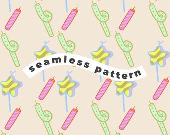 Popsicle Candy Seamless Pattern | Digital Paper | Summer Sweets Surface Design | Hand Drawn Repeat Print