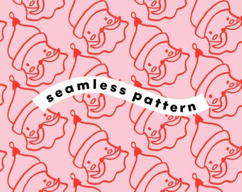 Pink Santa Christmas Seamless Pattern | Holiday Festive Digital Paper | Sublimation Craft File | Instant Download