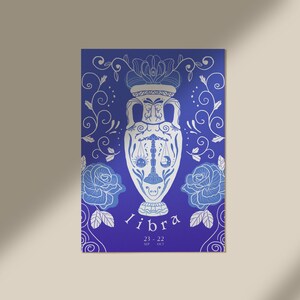 Libra Zodiac Wall Art | Hand-Drawn Scales PrintAstrology Poster | Libra Gift