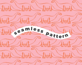 Pink Dinosaur Seamless Pattern | Cute Trendy Digital Paper | Kids Sublimation Craft File | Instant Download