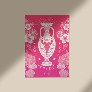 Scorpio Zodiac Wall Art | Hand-Drawn Scorpion Print | Astrology Decor | Scorpio Gift