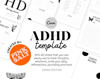 ADHD Planner Canva Template: Printable Self-Care & Productivity Tracker (Digital Download)