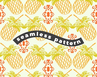 Seamless Pineapple Pattern, Vintage Pineapple Sublimation Pattern , Pineapple Pattern Wallpapers and File 12x13