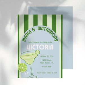 BACHELORETTE PARTY INVITE - Margarita Junggesellinnenabschied Einladung und Reiseplan Vorlage, Margs und Matrimony Junggesellinnenabschieds-Einladung