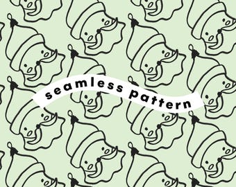 Green Santa Christmas Seamless Pattern | Festive Holiday Digital Paper | Sublimation Craft File | Instant Download