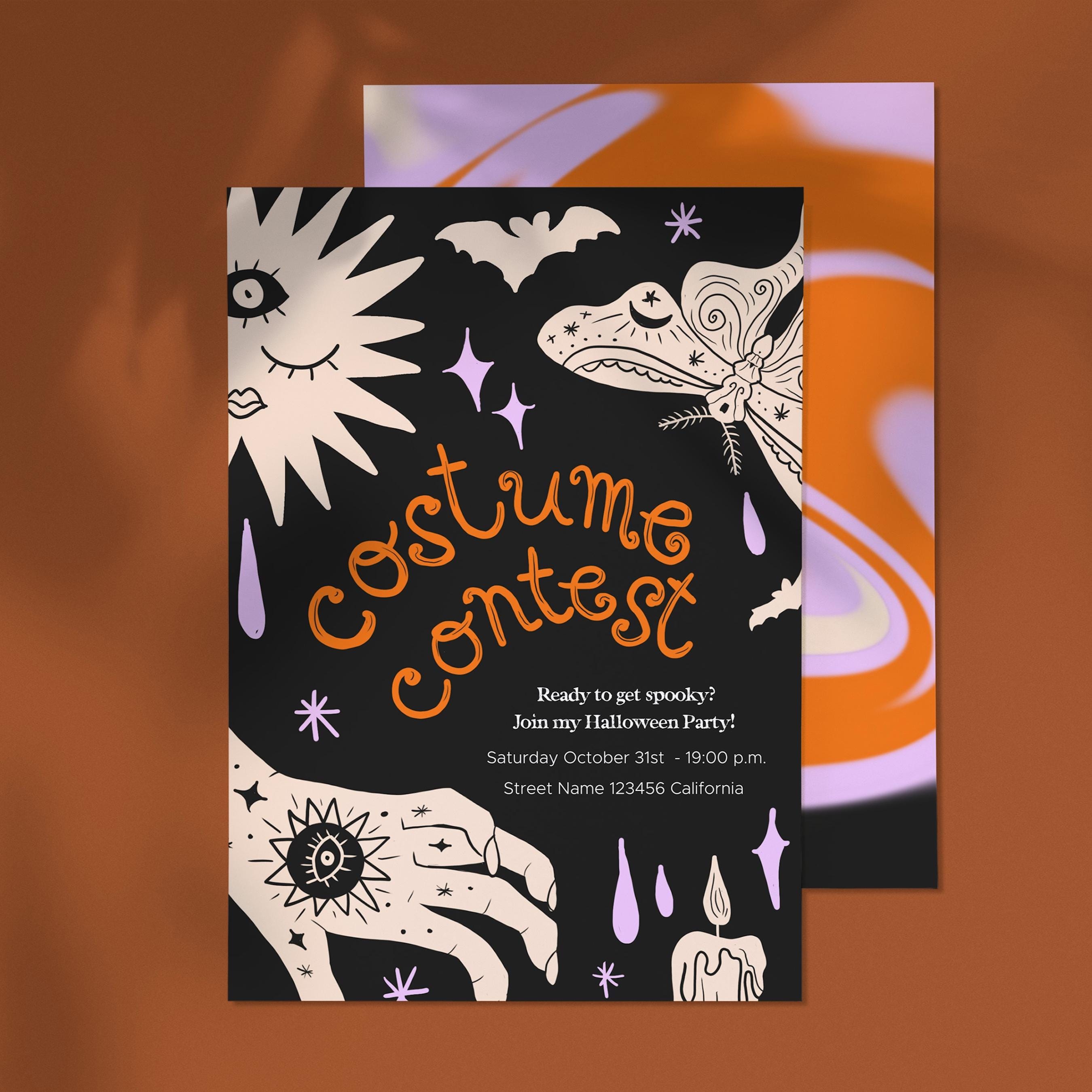 Model Contest Invitation Halloween Costume Contest Invitation | Spooky Clip Art (canva Template ...
