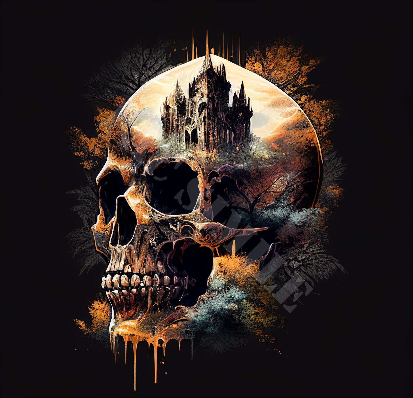 Abstract Skull Printable Ai Generated Art Art Print Instant