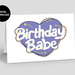 Birthday Printable Card / Instant Download PDF / Card Template / Birthday Babe / Purple