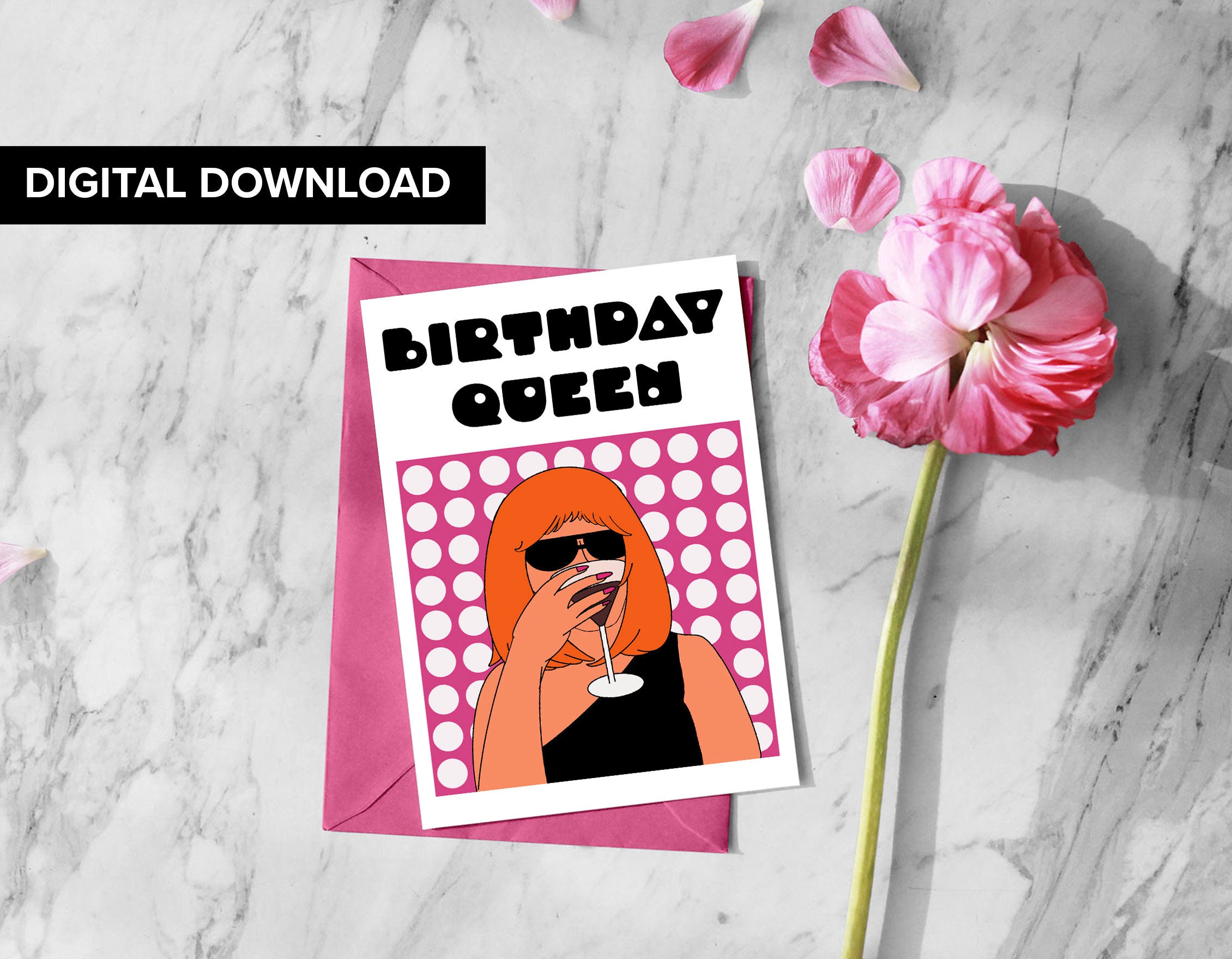 Birthday Printable Card / Instant Download PDF / Card Template ...