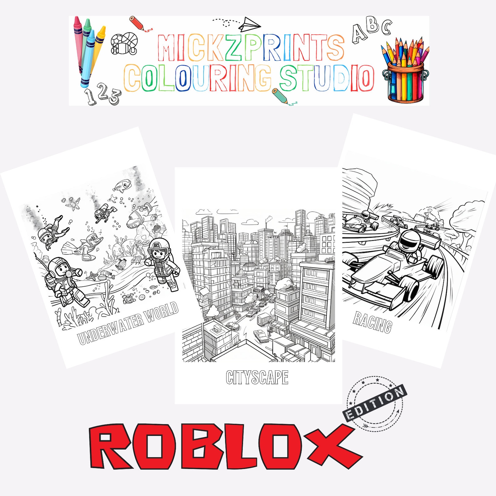 Roblox Colouring Pages, 10 Sheet Coloring Book A4 Format for Children's ...