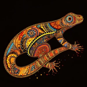 Vibrant Aboriginal Lizard Art: A Kaleidoscope of Indigenous Creativity