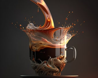 Stunning Abstract Latte Art Print: Unique Wall Decor for Coffee Lovers and Art Enthusiasts