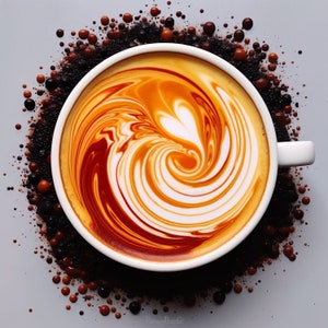 Overhead Latte Bliss - High Quality ready to Digital Print for Coffee Lovers - Abstract Art