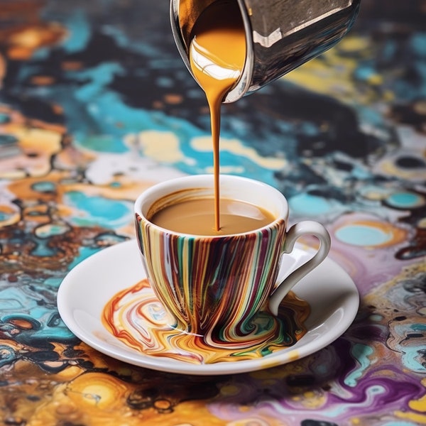 Latte Art Masterpiece - Colourful Eye-Catching Wall Art for Coffee Lovers and Art Enthusiasts