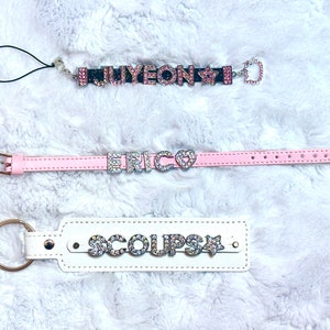 Chaveiro com letras de diamante personalizado Phonestrap ou pulseira
